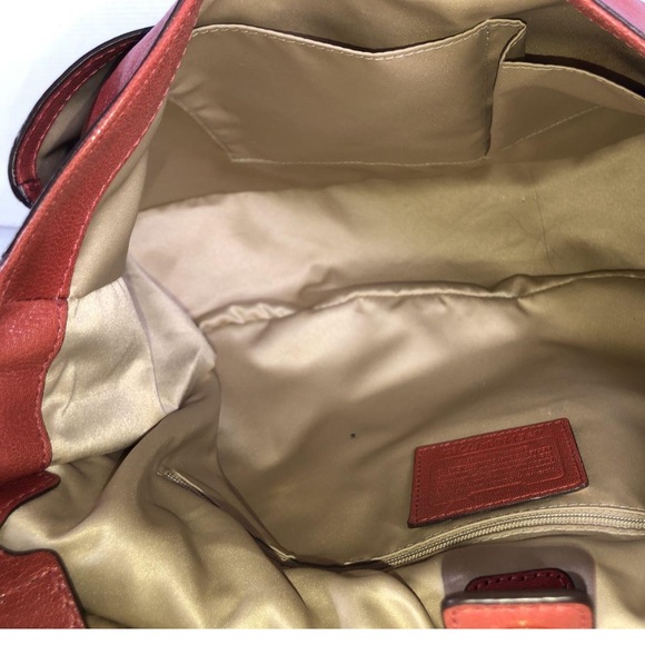 COACH®Flagship Chelsea Dowel Flap genuine leather Large Shoulder bag Orange - Picture 3 of 16